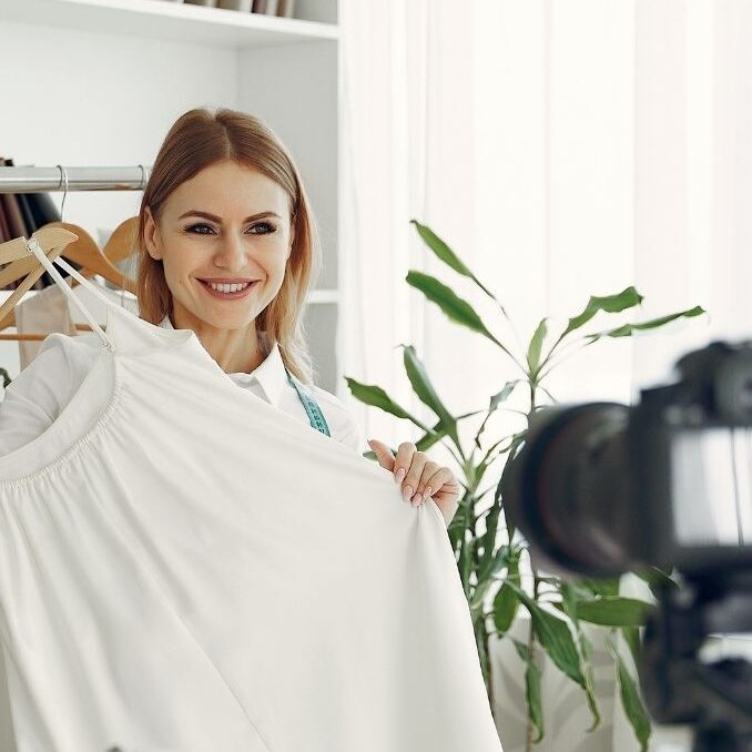 Woman entrepreneur filming product video